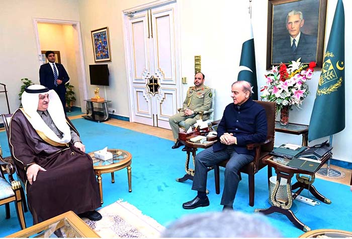 H.E. Nawaf bin Saeed Ahmad Al-Malkiy, Ambassador of the Kingdom of Saudi Arabia to Pakistan calls on Prime Minister Muhammad Shehbaz Sharif.