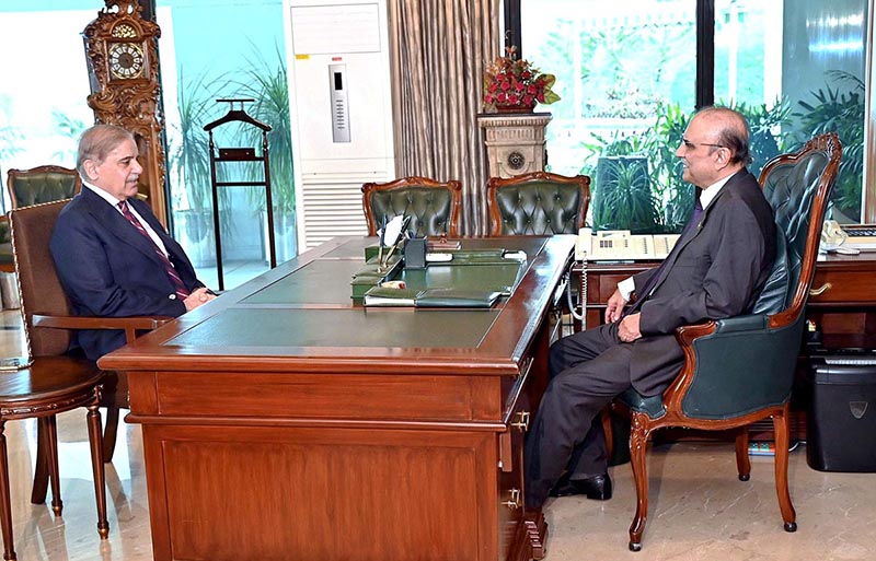 Prime Minister of Pakistan Muhammad Shehbaz Sharif called on President Asif Ali Zardari, at Aiwan-e-Sadr.