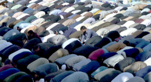 A large number of people attending Congregation Prayer (Friday Prayer) at Markazi Jamia Masjid in the holy fasting month of Ramzan.
