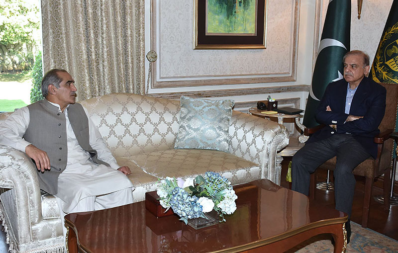 Leader of Pakistan Muslim League (N) Khawaja Saad Rafique calls on Prime Minister Muhammad Shehbaz Sharif
