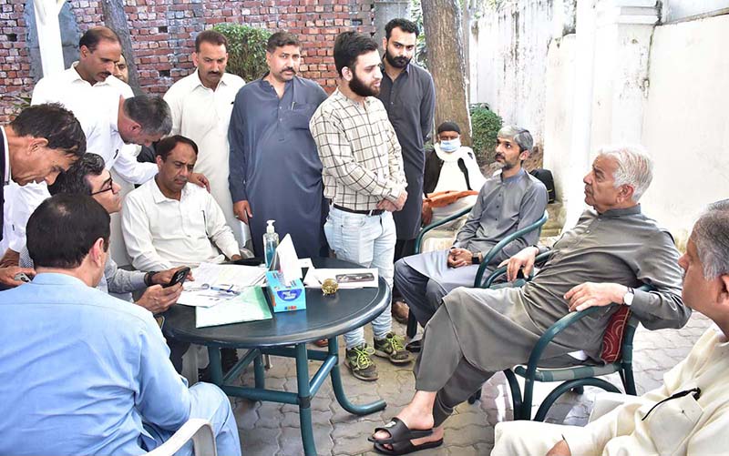 Defense Minister Khawaja Mohammad Asif is listening to people's problems at his residence