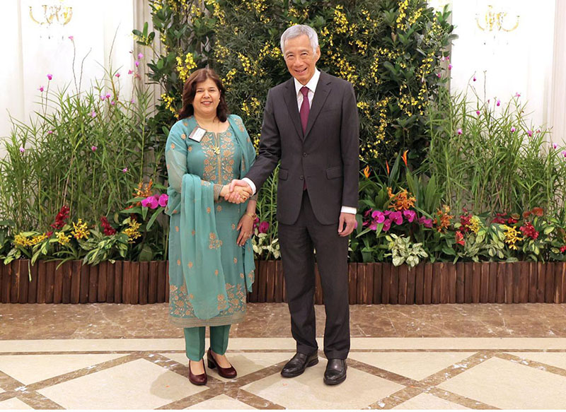 Pakistan's High Commissioner in Singapore, Ms Rukhsana Afzaal meeting with Prime Minister Lee Hsien Loong at Presidential Palace.
