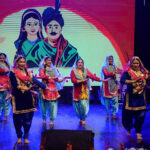 Female Artists performing on stage during function to mark Punjab Culture Day at Alhamra