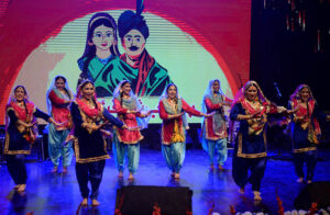 Female Artists performing on stage during function to mark Punjab Culture Day at Alhamra