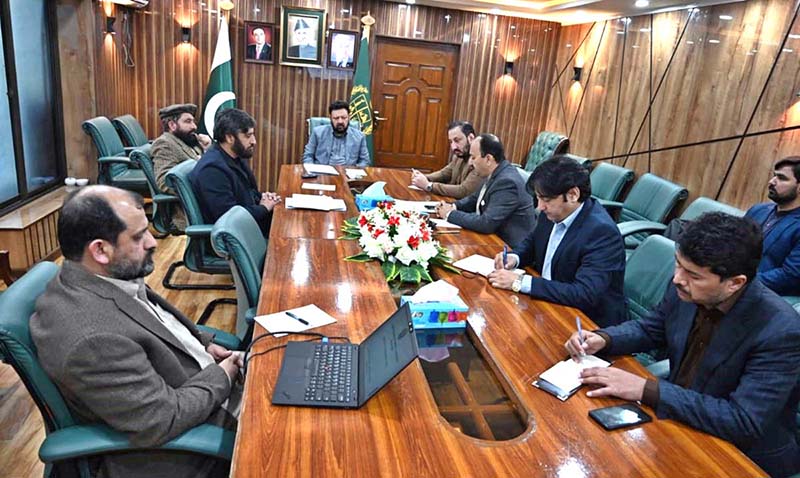 Chief Minister Gilgit-Baltistan Haji Gulbar Khan presiding over the meeting regarding Mines and Minerals