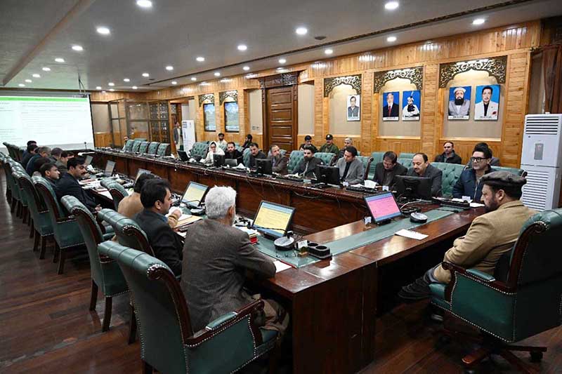 Chief Minister Gilgit-Baltistan Haji Gulbar Khan presiding over the GBDWP meeting at CM Secretariat