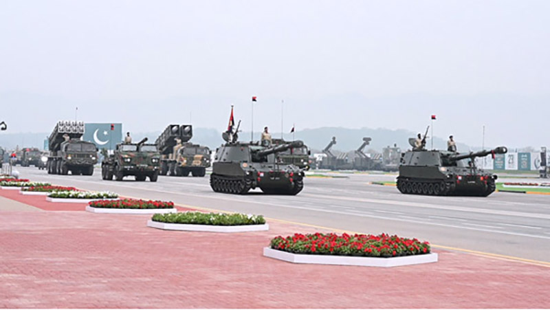 Pakistan Army tanks participate in Pakistan Day 2024 parade ceremony, at Shakarparian Parade Ground