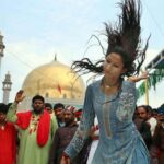 Devotees performing dhamal at the shrine of Hazrat Lal Shahbaz Qalandar on the occasion of 772nd urs celebration.