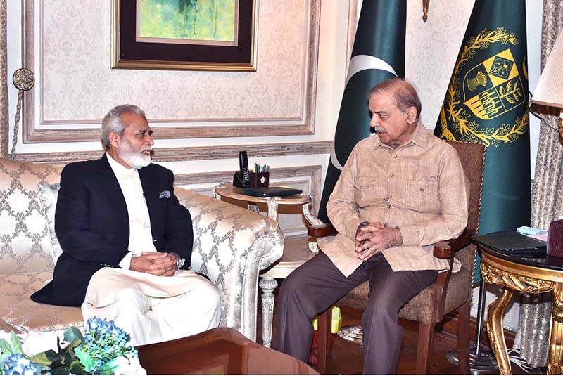 Leader of Pakistan Muslim League (N) Khawaja Ahmad Hassan calls on Prime Minister Muhammad Shehbaz Sharif