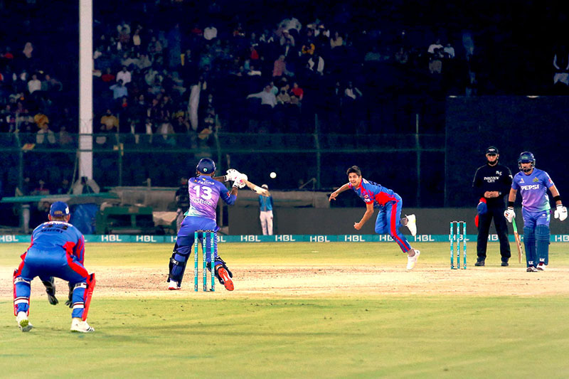 Multan Sultan Usman Khan Celebration century 100 runs during the Pakistan Super League (PSL 9) Twenty20 cricket match between Karachi Kings VS Multan Sultan at the National Cricket Stadium