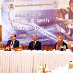 NDMA holds consultation session on Pakistan School Safety Framework at a local hotel.