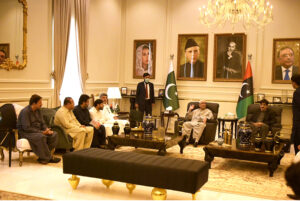President Asif Ali Zardari meets with elected representative at Zardari House.
