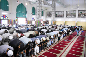 A large number of worshipers offer Friday prayers at Jamia Masjid-e- Shuhada in the holy month of Ramadan.