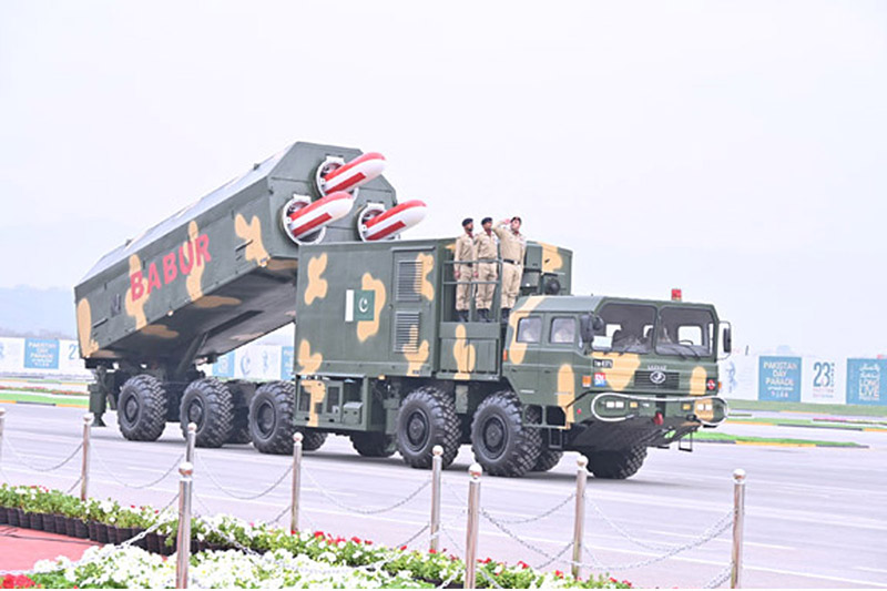 Pakistan BABUR missile contingent participate in Pakistan Day 2024 parade march past ceremony, at Shakarparian Parade Ground