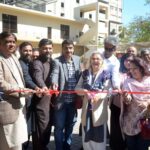 Director General KDA Naveed Siddiqui, Director Park TMC Gulberg Nadeem Hanif, Chairman Gulberg Town Nusrt Ullah senior journalist Shamim Akthar cutting ribbon to inaugurate Flower Show at Press Club.