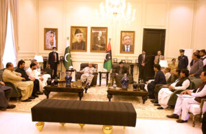 President Asif Ali Zardari meets with elected representative at Zardari House.