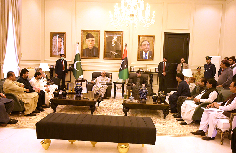 President Asif Ali Zardari meets with elected representative at Zardari House.