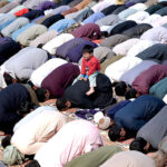 Worshipers offering Friday Prayers at Jamia Masjid Qadeemi in the holy month of Ramadan