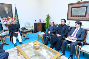 Former President Asif Ali Zardari, Chairman Pakistan People’s Party Bilawal Bhutto Zardari and Chief Minister Sindh Syed Murad Ali Shah call on Prime Minister Muhammad Shehbaz Sharif.