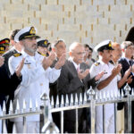 President Asif Ali Zardari offering Dua at the grave of Quaid-e-Azam Muhammad Ali Jinnah. Sindh Governor Kamran Khan Tessori and Sindh CM Syed Murad Ali Shah are also accompanied him