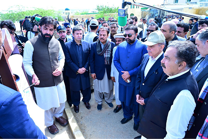 Prime Minister Muhammad Shehbaz Sharif being briefed regarding the damages caused by the recent torrential rains and the relief and rescue operations carried out by the local authorities in Gwadar.