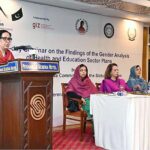 Ombudsperson KP Protection Against Harassment of Women at the Workplace Ms. Rakhshanda Naaz addressing during One-day seminar on the “Findings of the Gender Analysis of Health and Education Sector Plans”