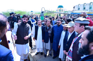 Prime Minister Muhammad Shehbaz Sharif being briefed regarding the damages caused by the recent torrential rains and the relief and rescue operations carried out by the local authorities in Gwadar.