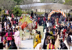 Students enjoy camel ride during Annual Funfair at Model College G10/4.