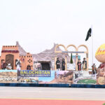 The float of Balochistan Province participates in Pakistan Day 2024 parade ceremony, at Shakarparian Parade Ground