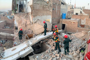 A large number of people attending the funeral prayer of nine victims of Haram Gate cylinder gas blast incident at Mohala Jawadia