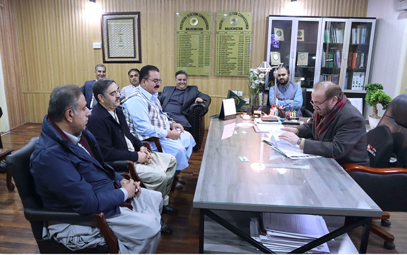 Provincial Election Commission, Farid Ahmed Afridi checking document peppers of candidates submitted for senate seats at Election Office