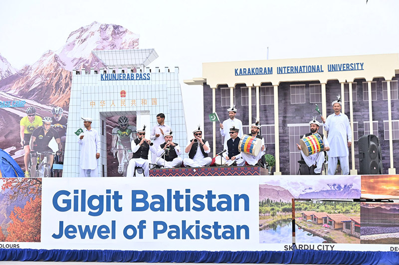 The float of Gilgit-Baltistan showcases the culture of the area participates in Pakistan Day 2024 parade ceremony, at Shakarparian Parade Ground