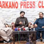 Sindh Minister for Energy, Planning and Development Syed Nasir Hussain Shah addressing a press conference at Press Club