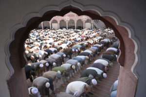 Muslim worshipers offer first Congregation Prayer (Friday prayers) during the Islamic holy fasting month of Ramadan at Historical Mosque Masjid Wazir Khan.