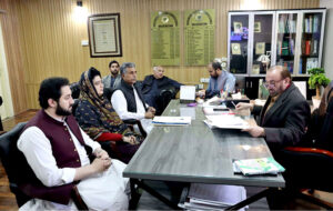 Provincial Election Commission, Farid Ahmed Afridi checking document peppers of candidates submitted for senate seats at Election Office