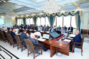 Prime Minister Muhammad Shehbaz Sharif chairs a meeting of the Federal Cabinet.