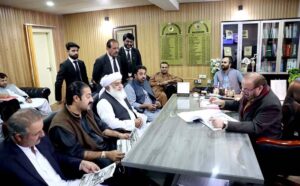 Provincial Election Commission, Farid Ahmed Afridi checking document peppers of candidates submitted for senate seats at Election Office