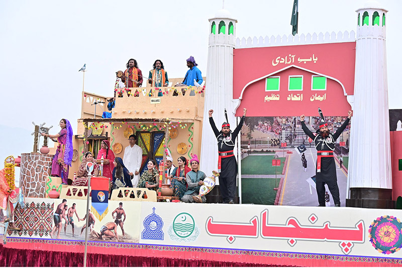 The float of Punjab Province showcases the culture of the province participates in Pakistan Day 2024 parade ceremony, at Shakarparian Parade Ground