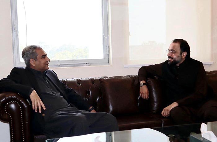 Federal Minister for Interior and Anti-Narcotics Mohsin Naqvi called on Federal Minister for Overseas Pakistanis and Human Resource Development Chaudhry Salik Hussain.