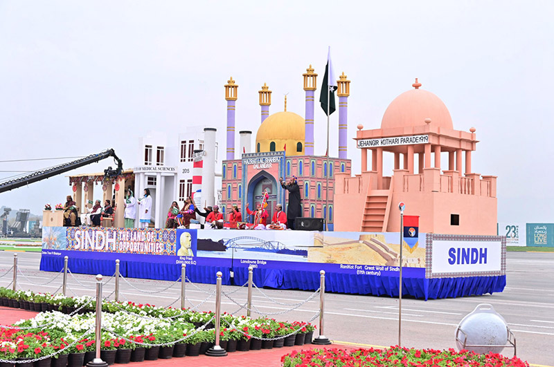 The float of Sindh Province showcases the culture of the province participates in Pakistan Day 2024 parade ceremony, at Shakarparian Parade Ground