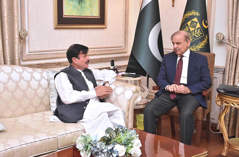 Leader of Pakistan Muslim League (N) Saeed Akbar Khan calls on Prime Minister Muhammad Shehbaz Sharif