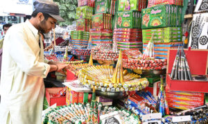 A street hawker selling cotton candy at G-9 Markaz
