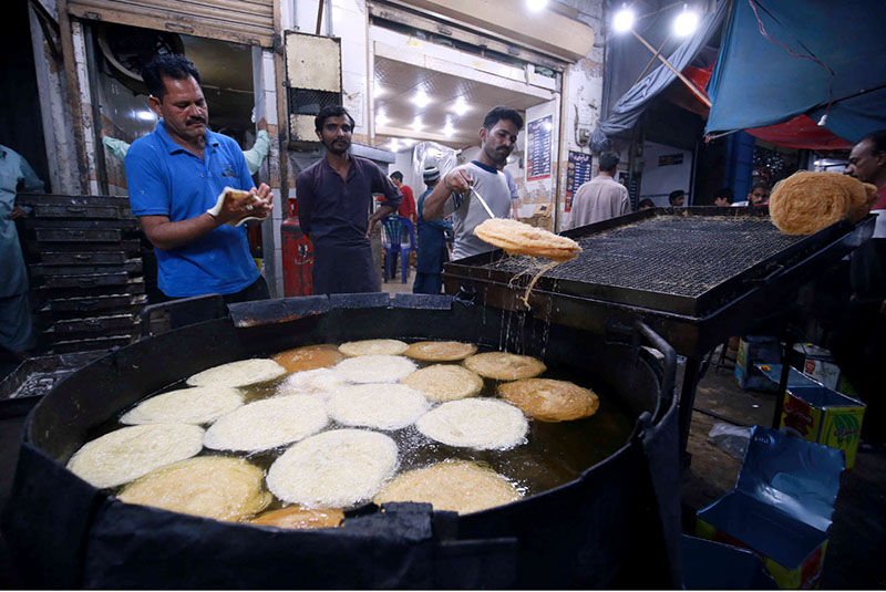 Vendors preparing khajla, pheoni on the arrival of Holy Month Ramadan