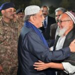 Chief of the Army Staff General Syed Asim Munir and President of Pakistan Asif Ali Zardari pays condolence to martyrs family after Funeral prayers of Lieutenant Colonel Syed Kashif Ali Shaheed (age: 39 years, resident of Karachi) and Captain Muhammad Ahmed Badar Shahed (age: 23 years, resident of District Talagang) who embraced martyrdom while defending their motherland against the scourge of terrorism in Mir Ali, North Waziristan District, were offered at Chaklala Garrison
