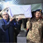 President of Pakistan Asif Ali Zardari and Chief of the Army Staff General Syed Asim Munir and attending Funeral prayers of Lieutenant Colonel Syed Kashif Ali Shaheed (age: 39 years, resident of Karachi) and Captain Muhammad Ahmed Badar Shahed (age: 23 years, resident of District Talagang) who embraced martyrdom while defending their motherland against the scourge of terrorism in Mir Ali, North Waziristan District, were offered at Chaklala Garrison