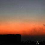 An eye-catching view of the first crescent moon of Ramzan ul Mubarak sighting on the horizon
