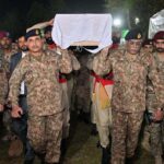 Funeral prayers of Lieutenant Colonel Syed Kashif Ali Shaheed (age: 39 years, resident of Karachi) and Captain Muhammad Ahmed Badar Shahed (age: 23 years, resident of District Talagang) who embraced martyrdom while defending their motherland against the scourge of terrorism in Mir Ali, North Waziristan District, were offered at Chaklala Garrison