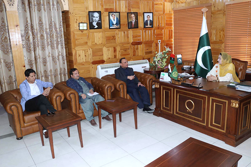Deputy Speaker Gilgit-Baltistan Assembly Sadia Danish in a meeting with the Director Banazir Incom Support Programe