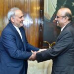 The Ambassador of Iran to Pakistan, Dr. Reza Amiri Moghadam calls on President Asif Ali Zardari, at Aiwan-e-Sadr