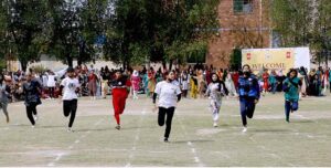 Students participating in different competitions during 8th Annual Sports Day 2024 organized by Government College Women University Faisalabad(GCWUF).